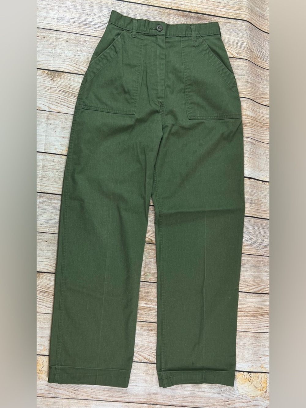 Vintage Military Army Utility Work Pants Slacks Olive Green Womens Size 14